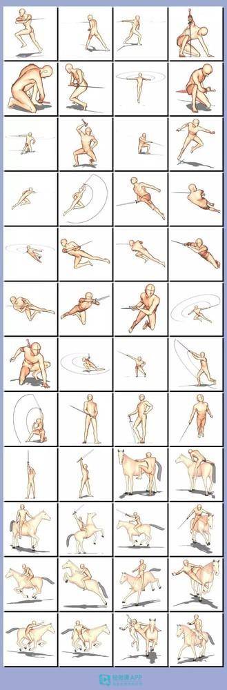 人体姿势画法教程,人体动作各种画法技巧